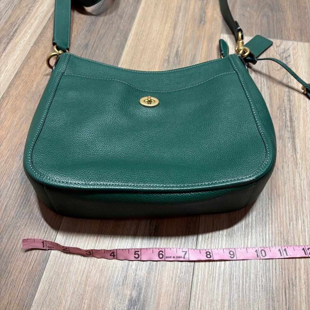 Coach Chaise Crossbody Bag Dark Pine Leather Detachable Strap Zip Back Pocket - Picture 11 of 12